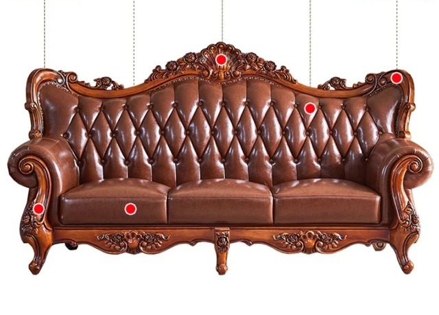 Romero Genuine Leather Rolled Arm Sofa Set