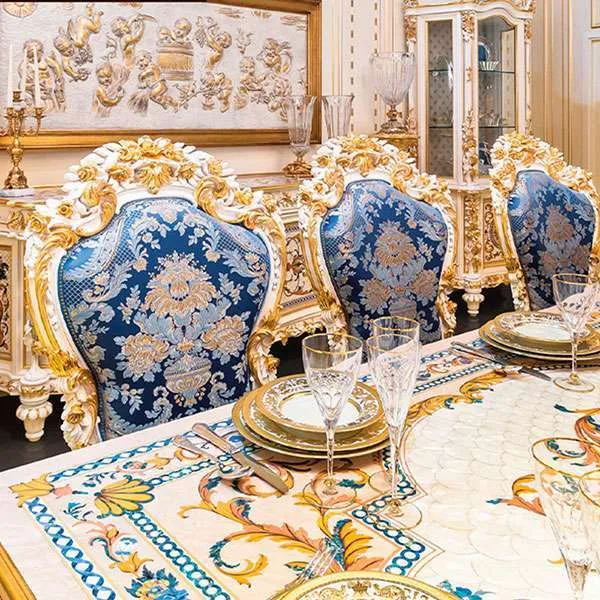 Luxury Turkish Style Baroque Dining Table Set