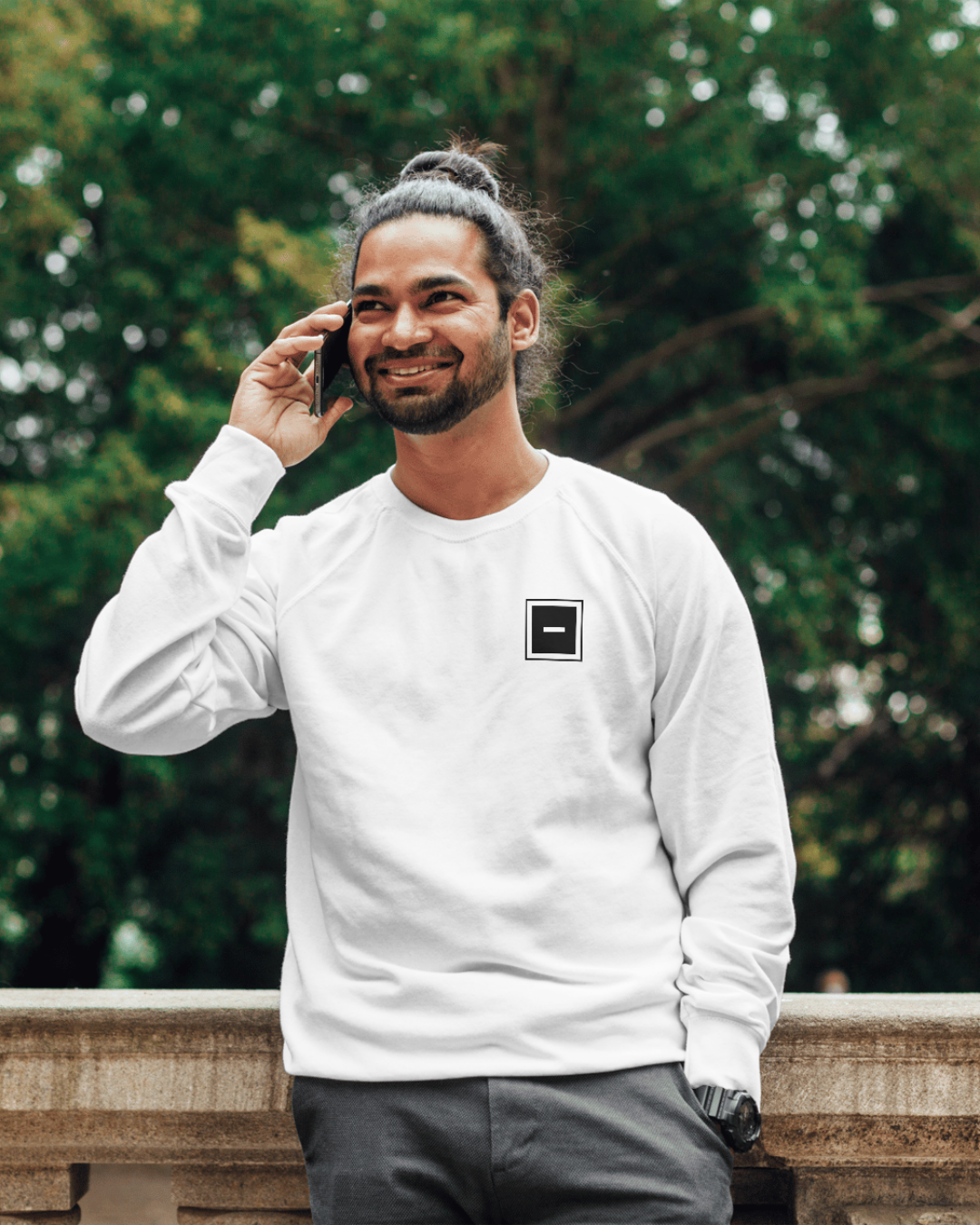 Minimalist White Crewneck Sweatshirt