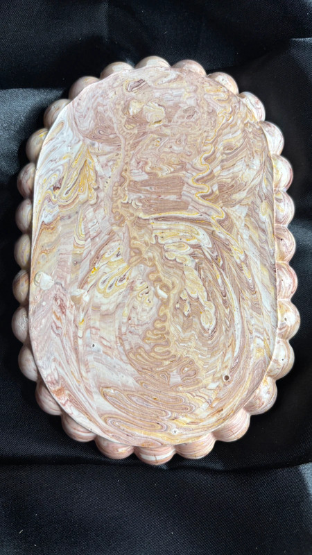 🟠 Vide-poche en Jesmonite – Marbré Terracotta & Jaune