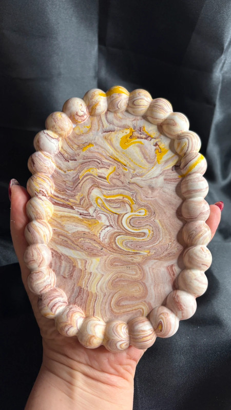 🟠 Vide-poche en Jesmonite – Marbré Terracotta & Jaune