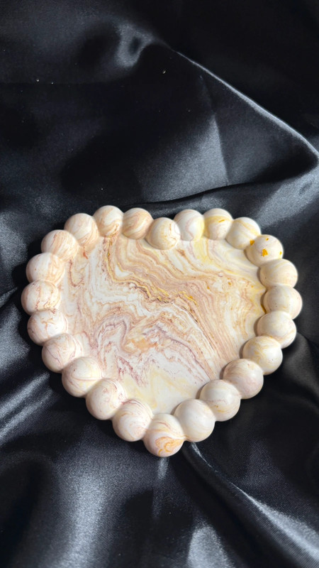 🧡 Vide-poche cœur en jesmonite – Effet marbré doux