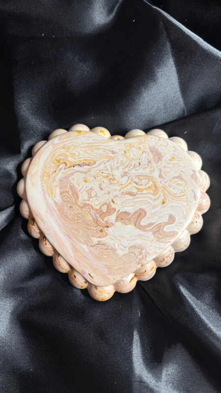 🧡 Vide-poche cœur en jesmonite – Effet marbré doux