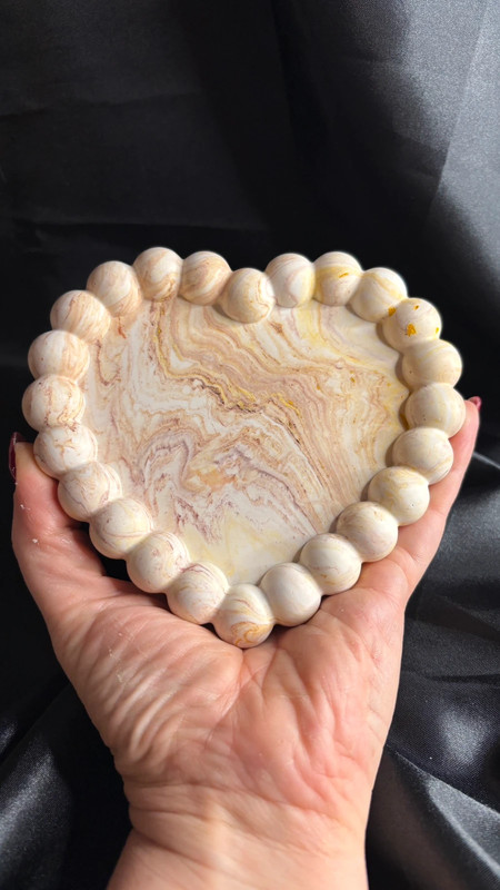 🧡 Vide-poche cœur en jesmonite – Effet marbré doux