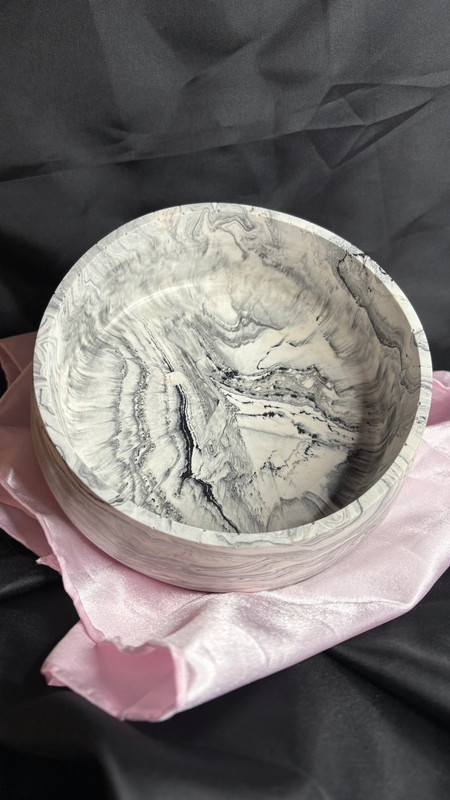 🖤 Coupelle en Jesmonite – Effet marbré noir & blanc