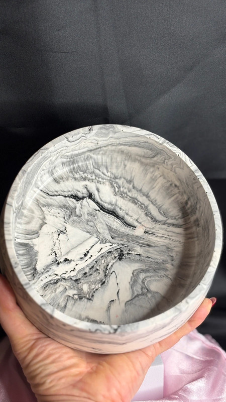 🖤 Coupelle en Jesmonite – Effet marbré noir & blanc