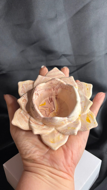 🌸 Bougeoir fleur en jesmonite – fait main