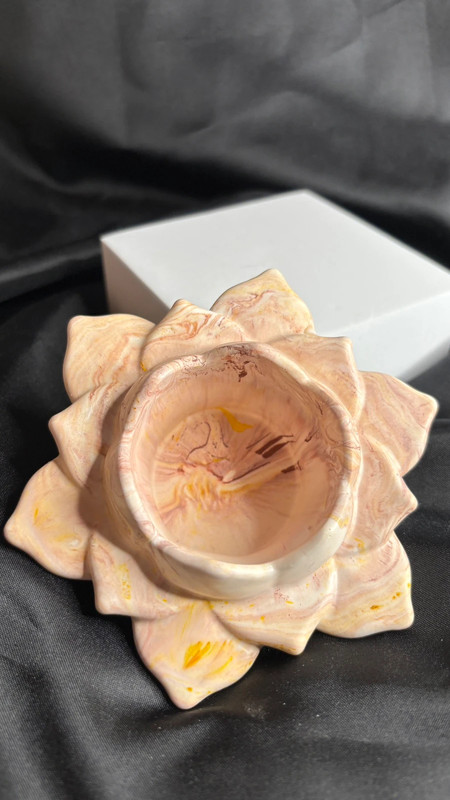 🌸 Bougeoir fleur en jesmonite – fait main