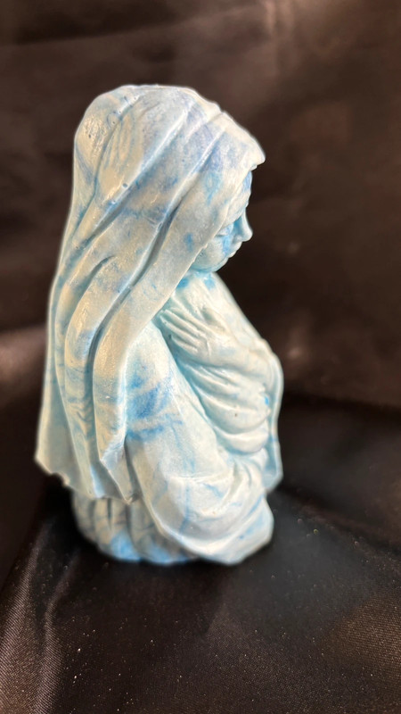 💙 Mère et Enfant – Sculpture en Jesmonite (bleu marbré)