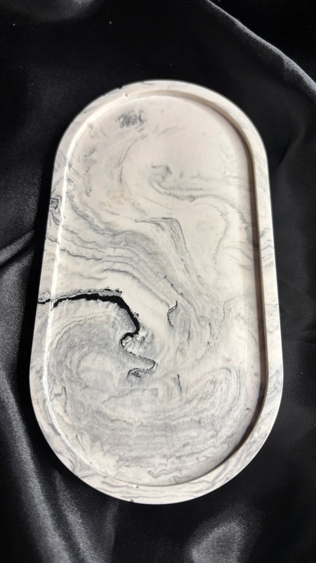 🖤 Vide-poche en jesmonite – Effet marbré noir & blanc