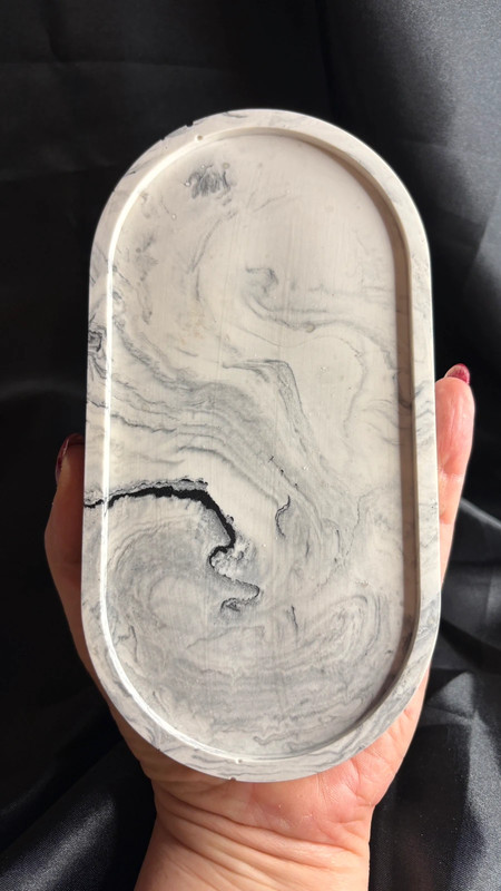 🖤 Vide-poche en jesmonite – Effet marbré noir & blanc