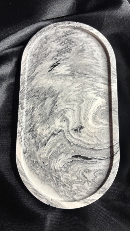 🖤 Vide-poche en jesmonite – Effet marbré noir & blanc