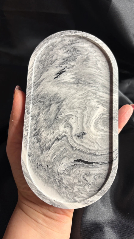 🖤 Vide-poche en jesmonite – Effet marbré noir & blanc