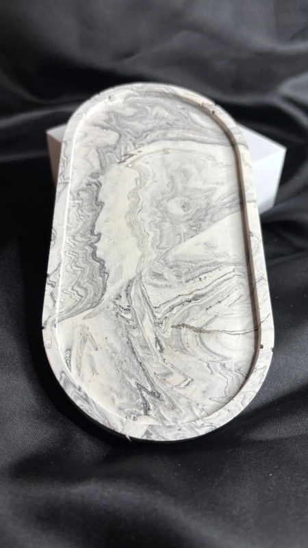 🖤 Vide-poche en jesmonite – Effet marbré noir & blanc