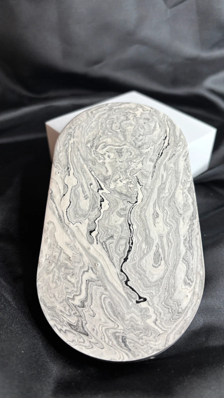 🖤 Vide-poche en jesmonite – Effet marbré noir & blanc