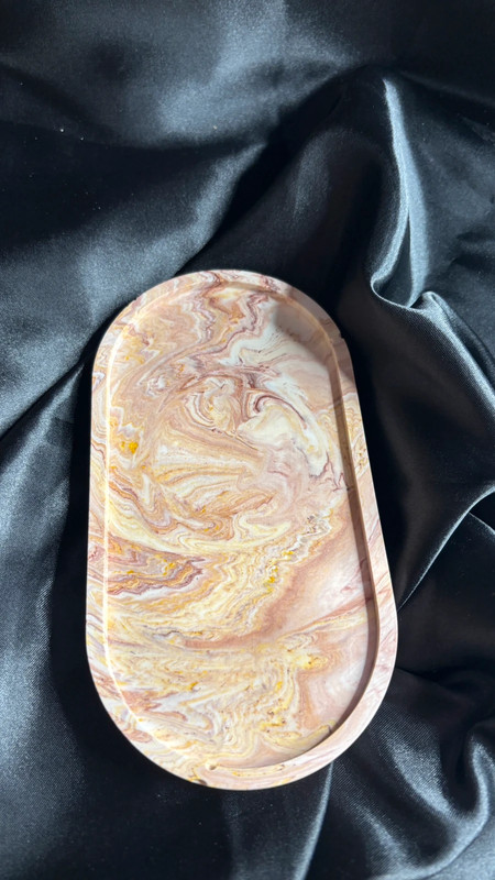 đ Vide-poche en jesmonite â Effet marbrĂ© Terra Cota & Jaune