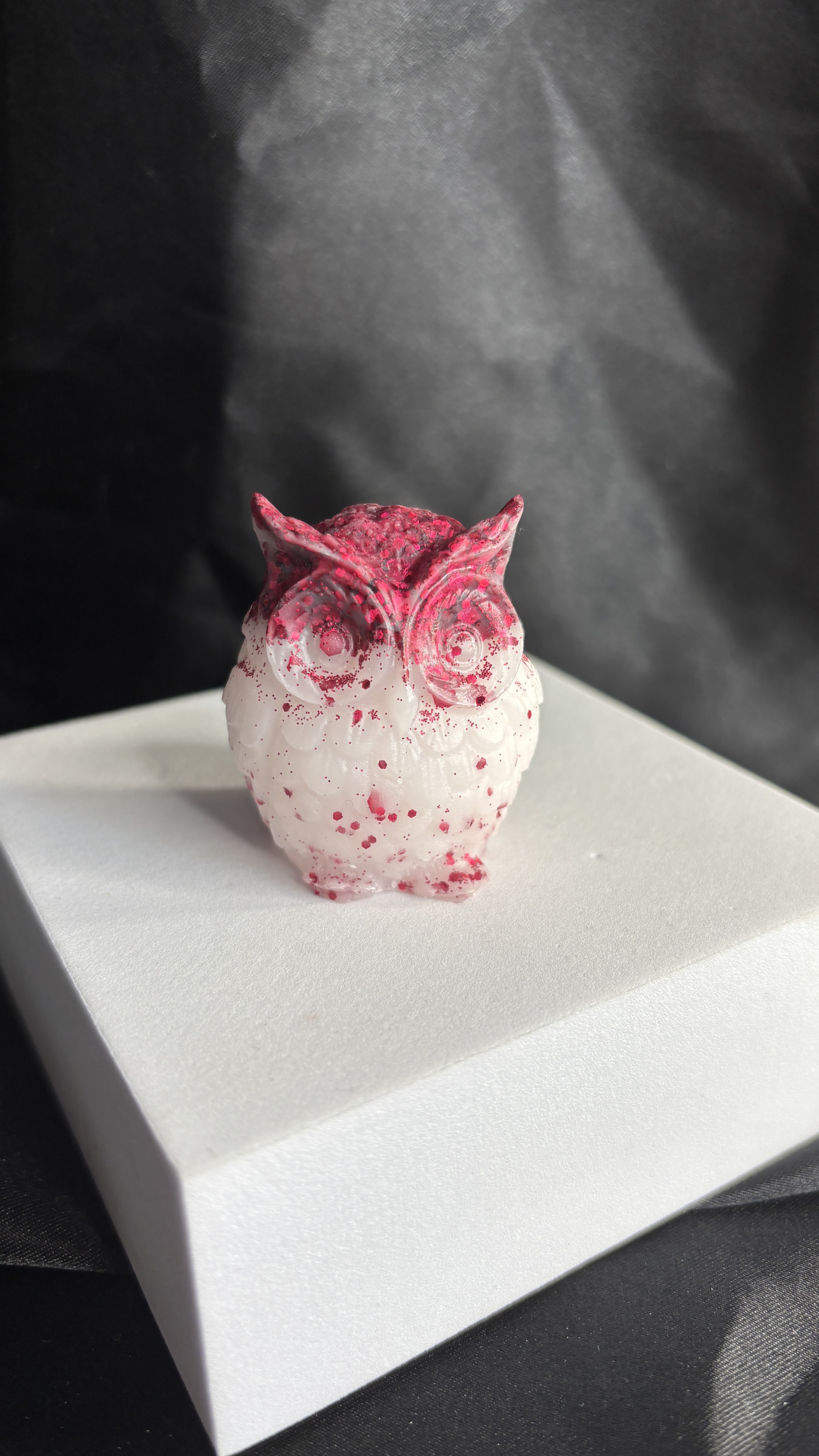 đŠ Chouette dĂ©corative â Blanc & Paillettes rouges â 5,5 cm