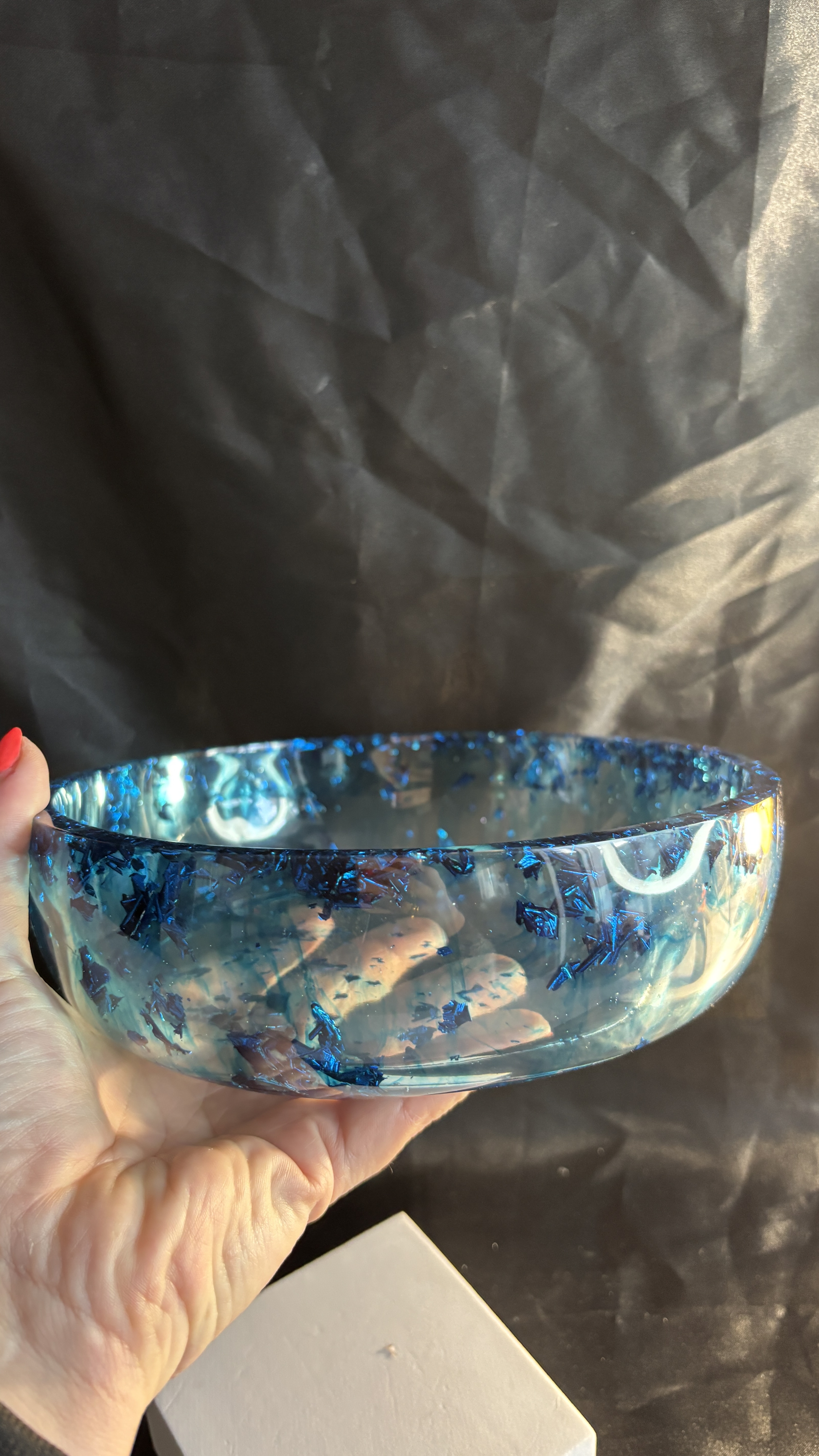 🔥 Plateau décoratif en résine époxy – Bleu 