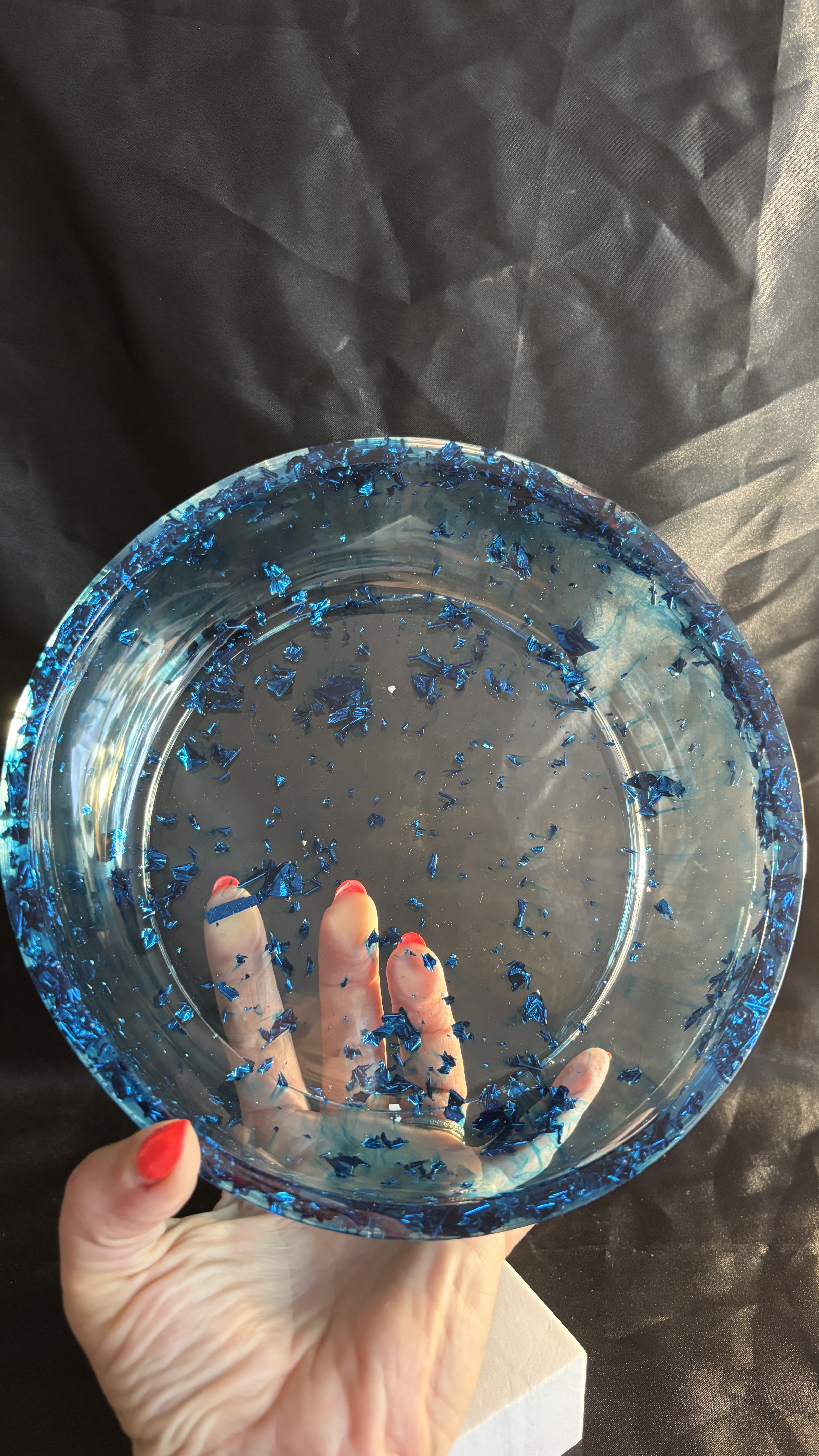 🔥 Plateau décoratif en résine époxy – Bleu 