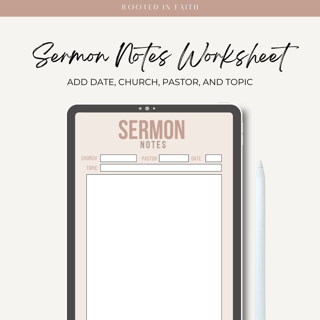 Sermon Notes Digital Worksheet