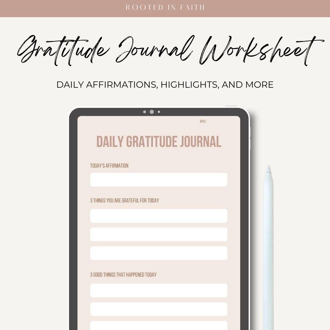 Daily Gratitude Journal Digital Worksheet