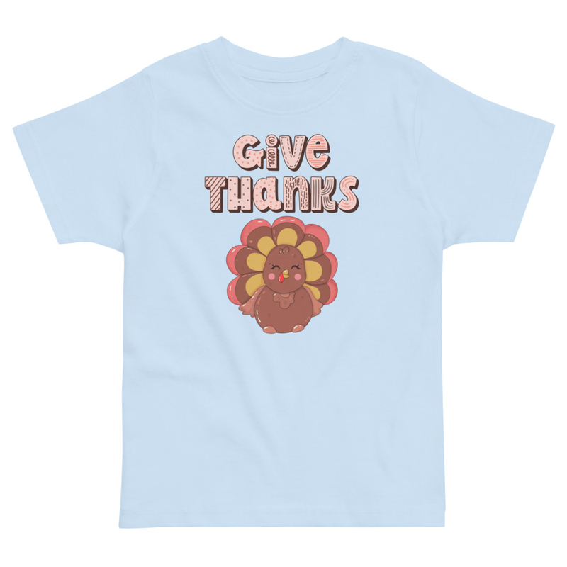 Thanksgiving Give Thanks Cute Turkey Toddler Tee