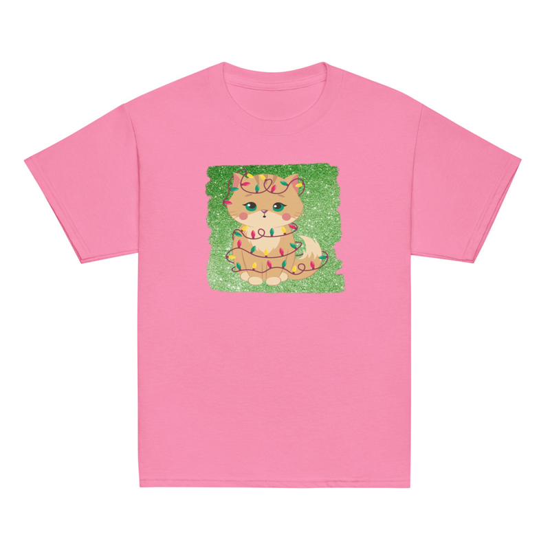Christmas Kitten in Tangled Lights Youth Tee