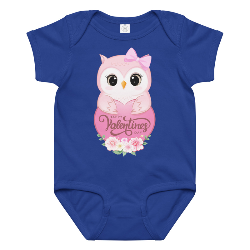 Valentine's Owl with Heart Baby Bodysuit