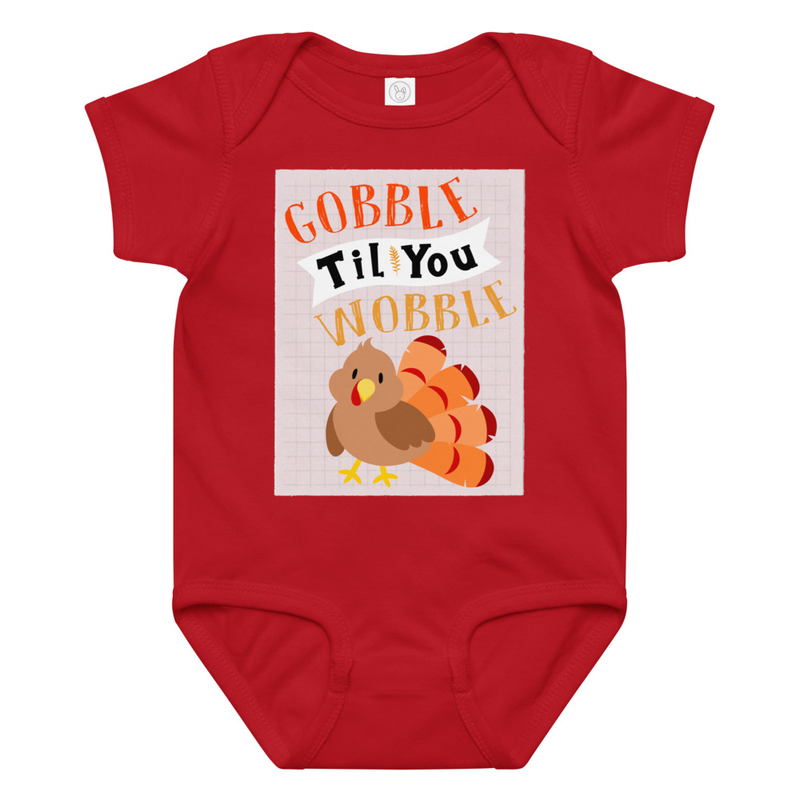 Thanksgiving Gobble Til You Wobble Baby Bodysuit