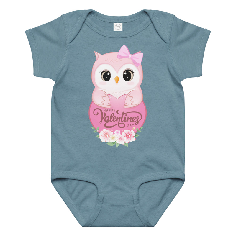 Valentine's Owl with Heart Baby Bodysuit