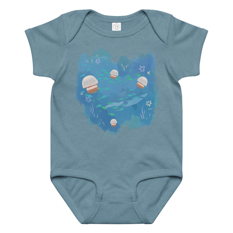 Kid Designs Ocean by Callum Baby Bodysuit