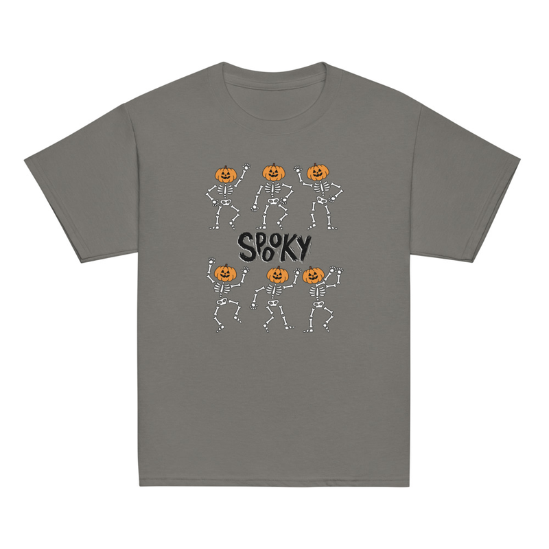 Halloween Spooky Pumpkin Head Skeletons Youth Tee