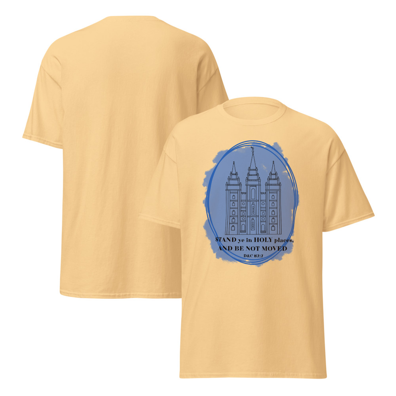 Stand Ye in Holy Places with Salt Lake Temple Adult Unisex Tee