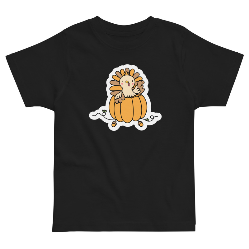 Thanksgiving Turkey in a Pumpkin Toddler Tee