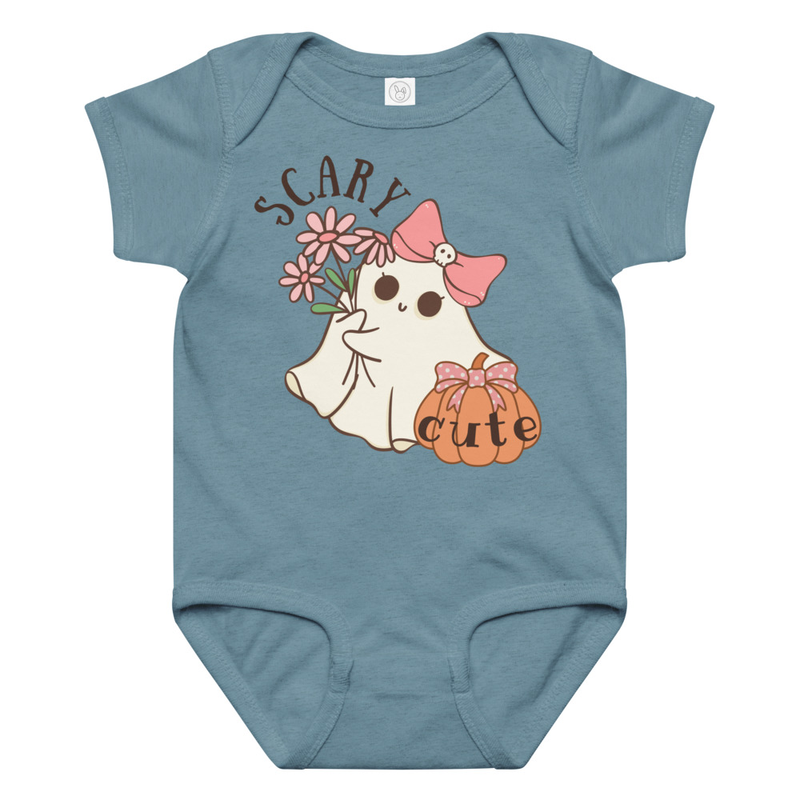 Halloween Scary Cute Ghost with Bow Baby Bodysuit