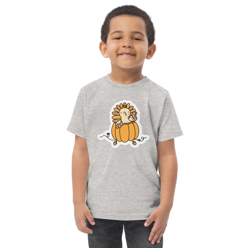 Thanksgiving Turkey in a Pumpkin Toddler Tee