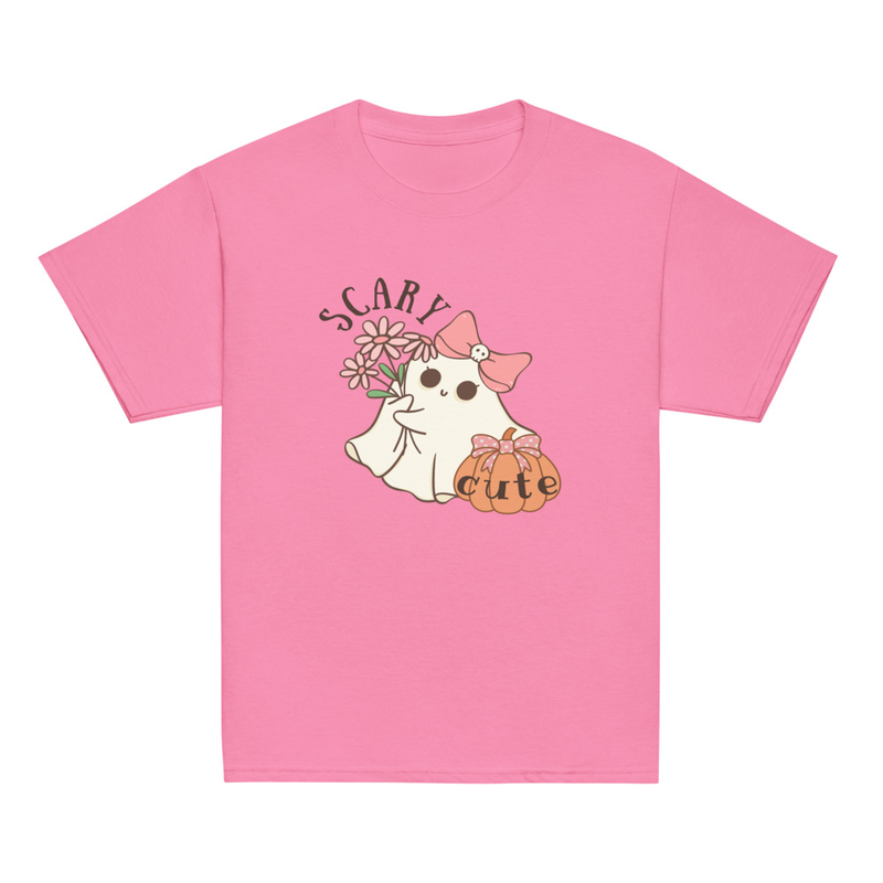 Halloween Scary Cute Ghost with Bow Youth Tee