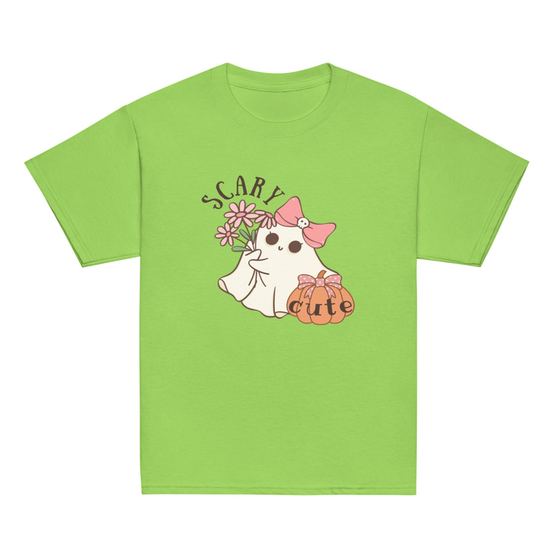 Halloween Scary Cute Ghost with Bow Youth Tee
