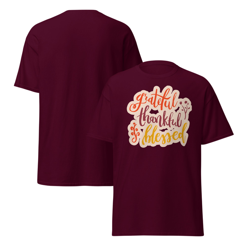 Thanksgiving Grateful Thankful Blessed Adult Unisex Tee