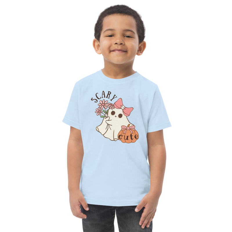 Halloween Scary Cute Ghost with Bow Toddler Tee