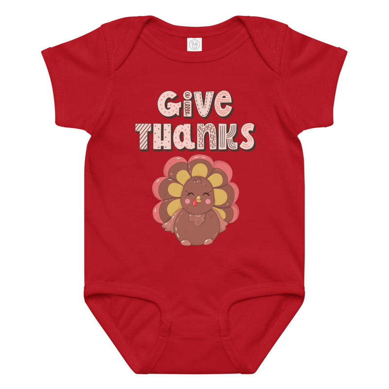 Thanksgiving Give Thanks Cute Turkey Baby Bodysuit