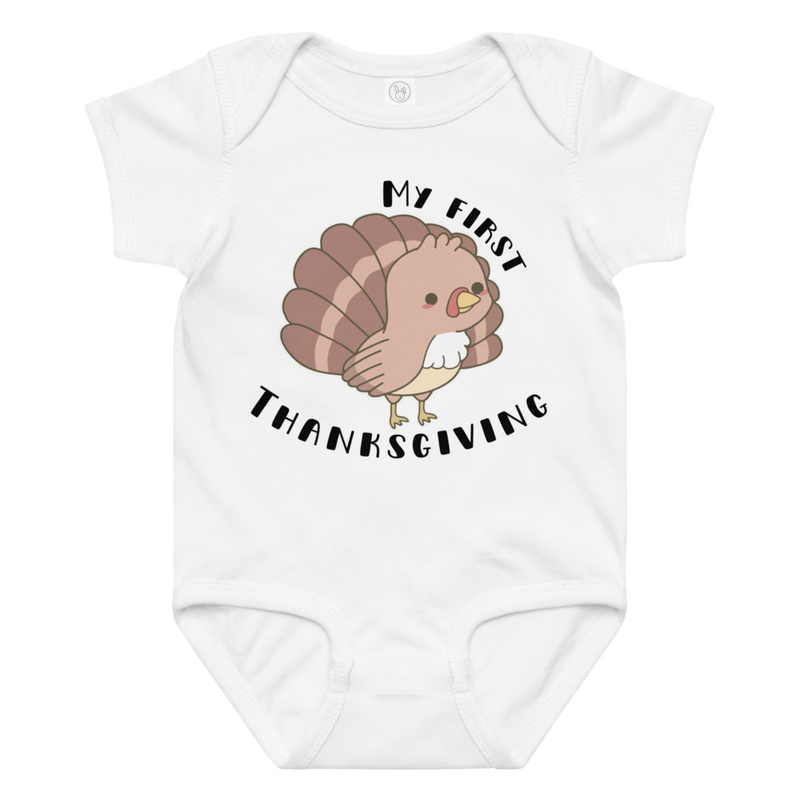 My First Thanksgiving Cute Turkey Baby Bodysuit