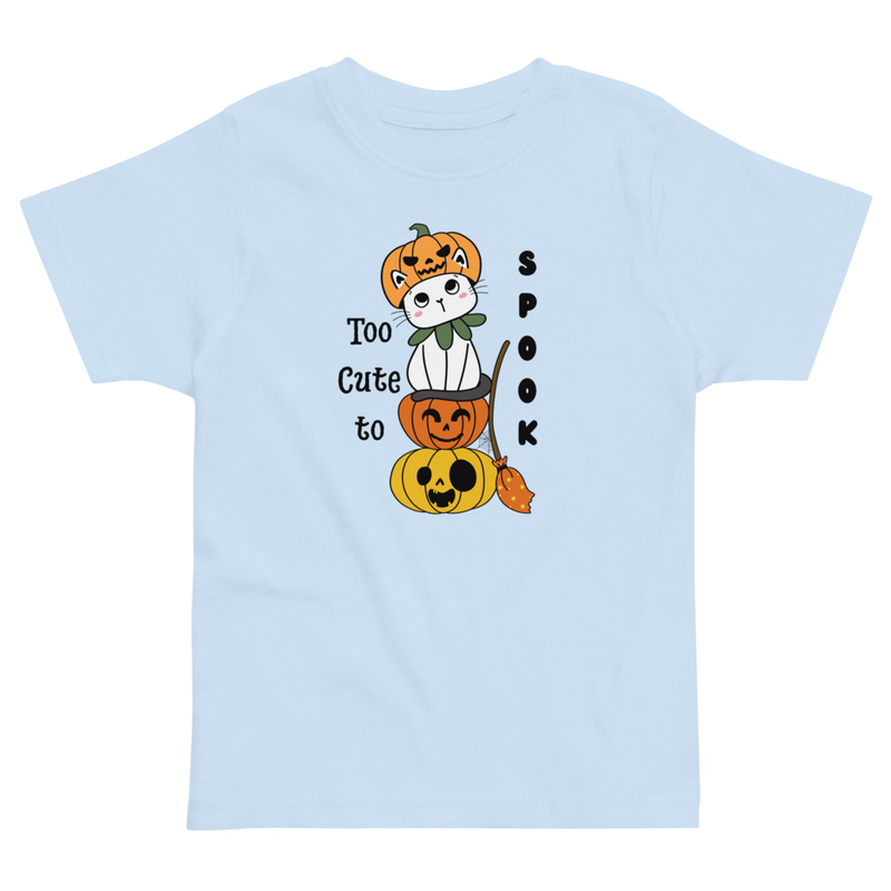 Halloween Too Cute to Spook Cat with Pumpkins Toddler Tee