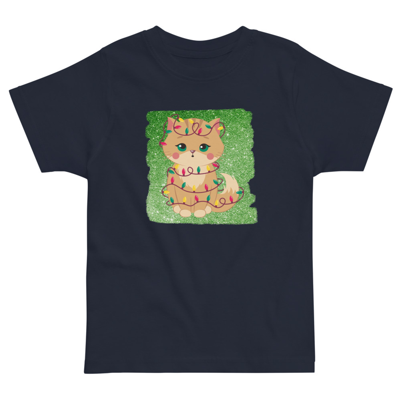 Christmas Kitten in Tangled Lights Toddler Tee