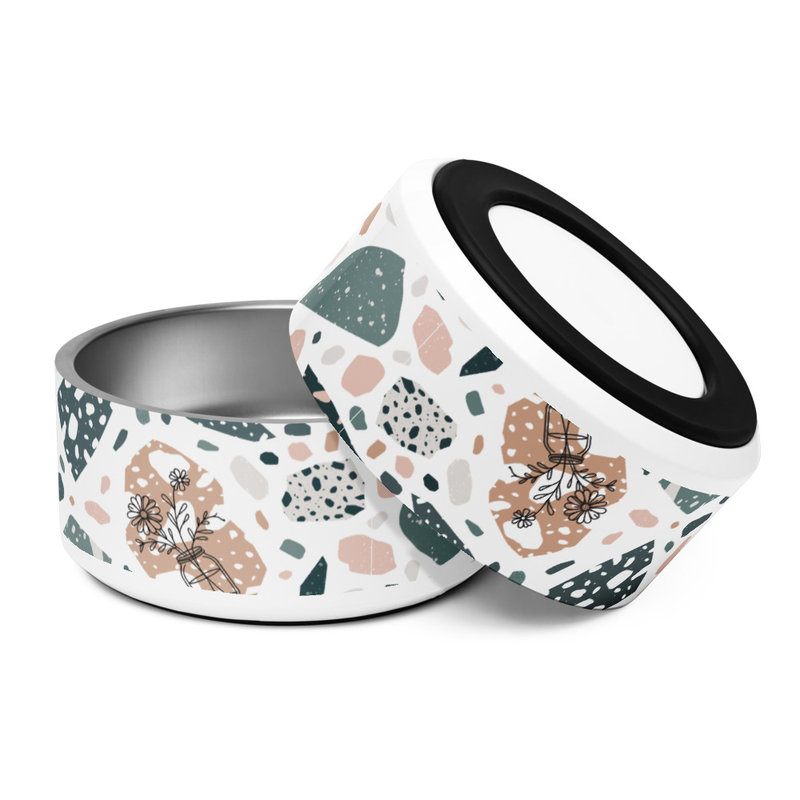 Flower Speckle Pattern Pet Bowl
