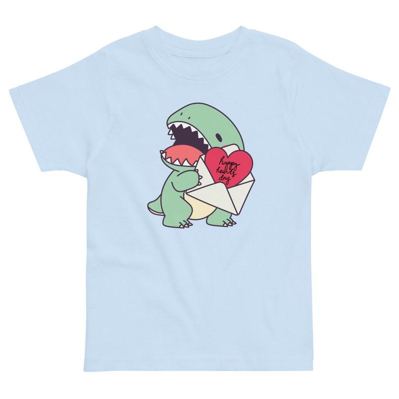 Valentine's Dino Happy Hearts Day Toddler Tee