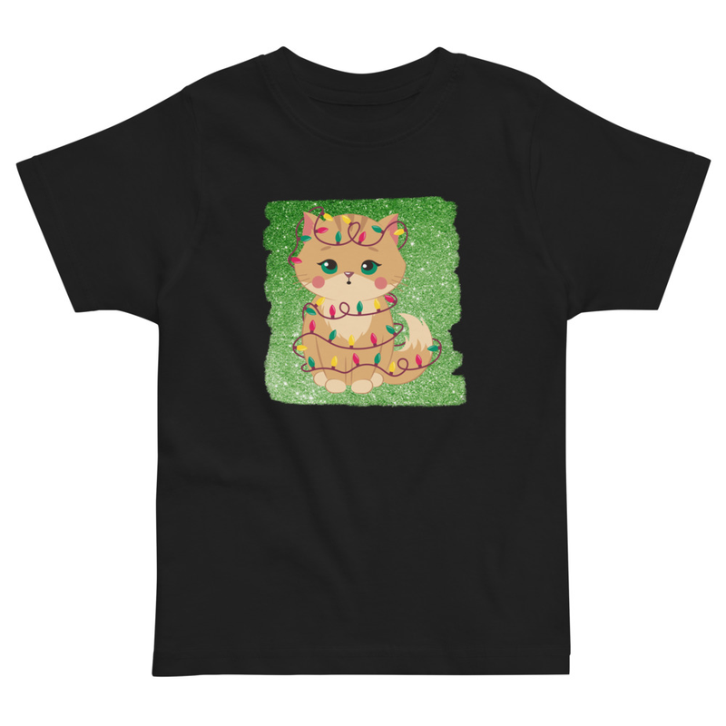Christmas Kitten in Tangled Lights Toddler Tee