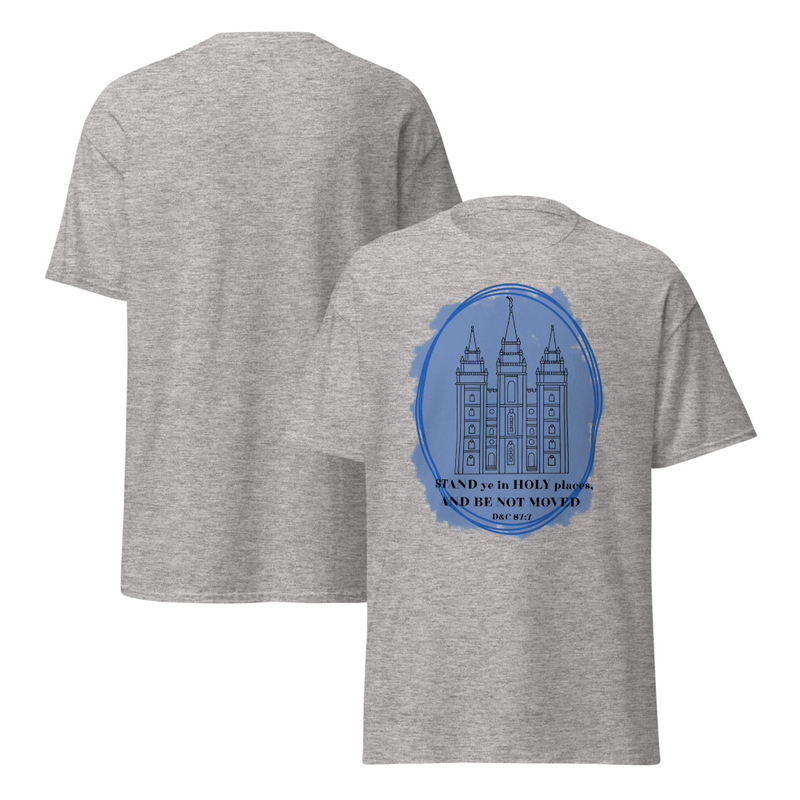 Stand Ye in Holy Places with Salt Lake Temple Adult Unisex Tee