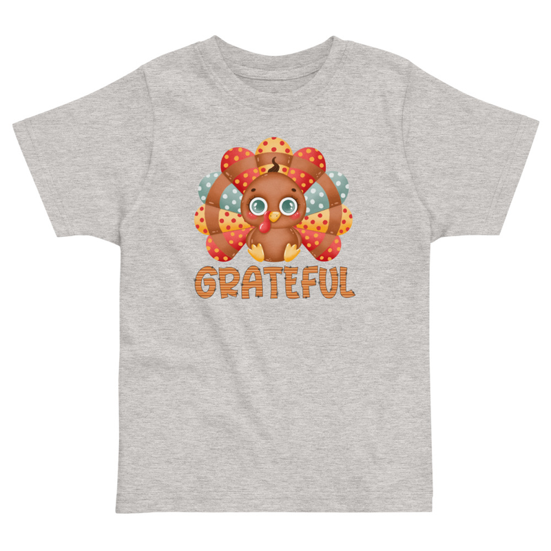 Thanksgiving Grateful Cute Turkey Toddler Tee