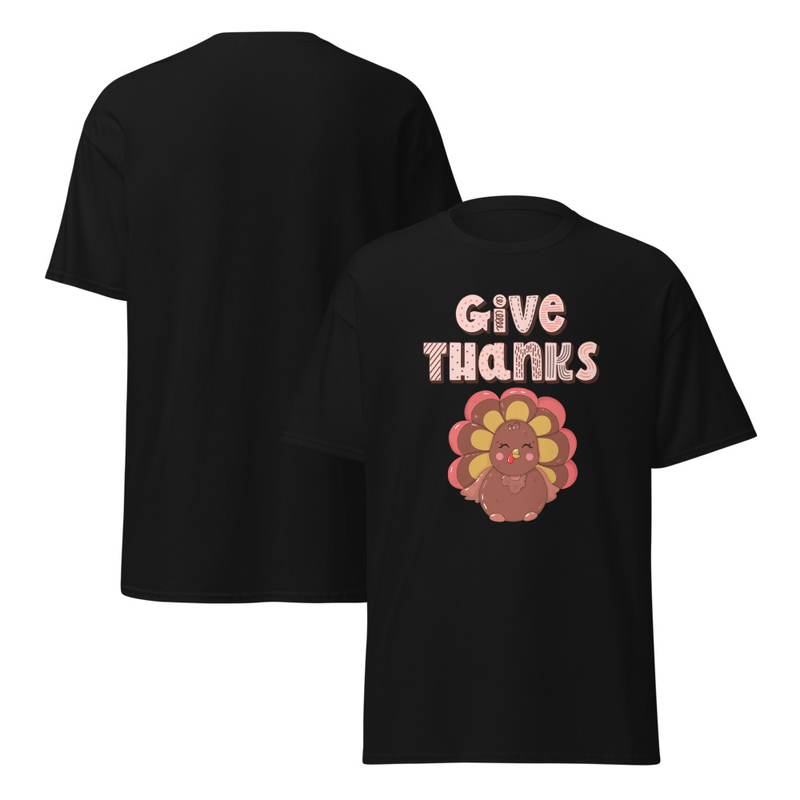 Thanksgiving Give Thanks Cute Turkey Adult Unisex Tee